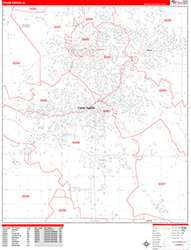 Cedar Rapids Wall Map Zip Code Red Line Style 2026